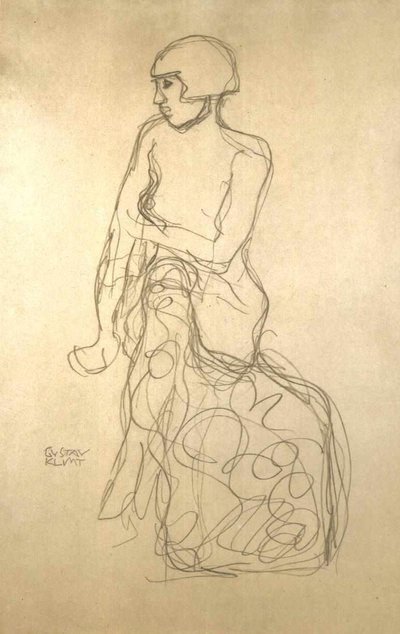 Half-Nude Facing Left by Gustav Klimt